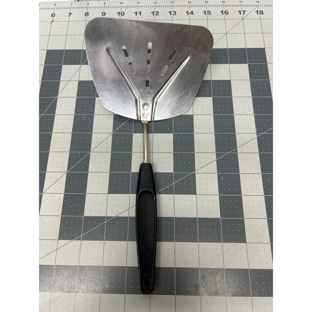 Vintage Foley Spatula Turner Stainless Steel Flexible Wide Slotted Black Handle